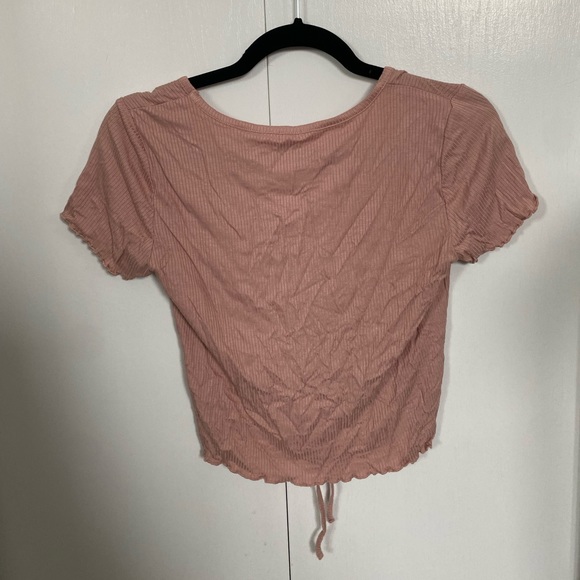 garage pink scrunched front crop top - Picture 2 of 2